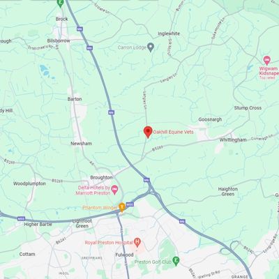 Map showing Oakhill Equine Vets